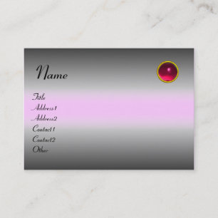 REFLECTIONS RUBY MONOGRAM, grey white pink Business Card