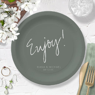 Reflections Wedding Cheers Sage Green ID774 Paper Paper Plate