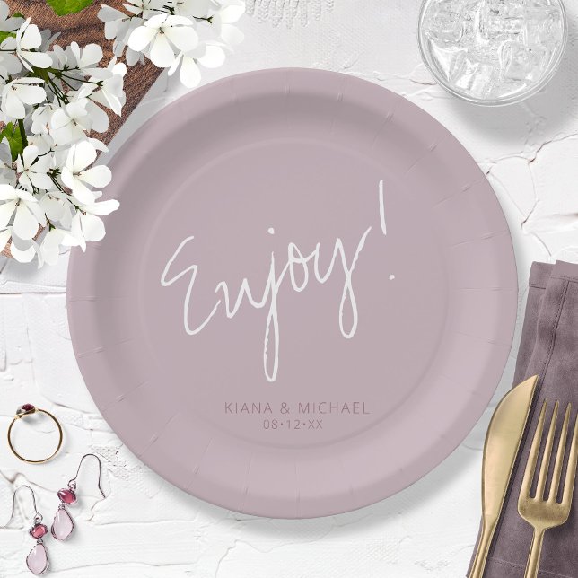 Reflections Wedding Enjoy Mauve ID774 Paper Plate (Creator Uploaded)