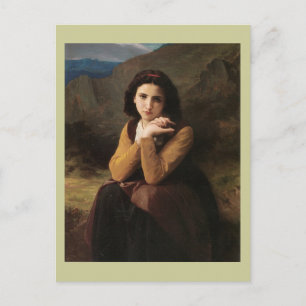 Reflective Beauty (Mignon Pensive) 1869 Bouguereau Postcard