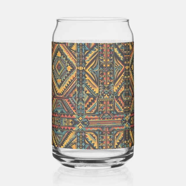 Reflective Blue "Centuries-Old Geometric Elegance" Can Glass (Front)
