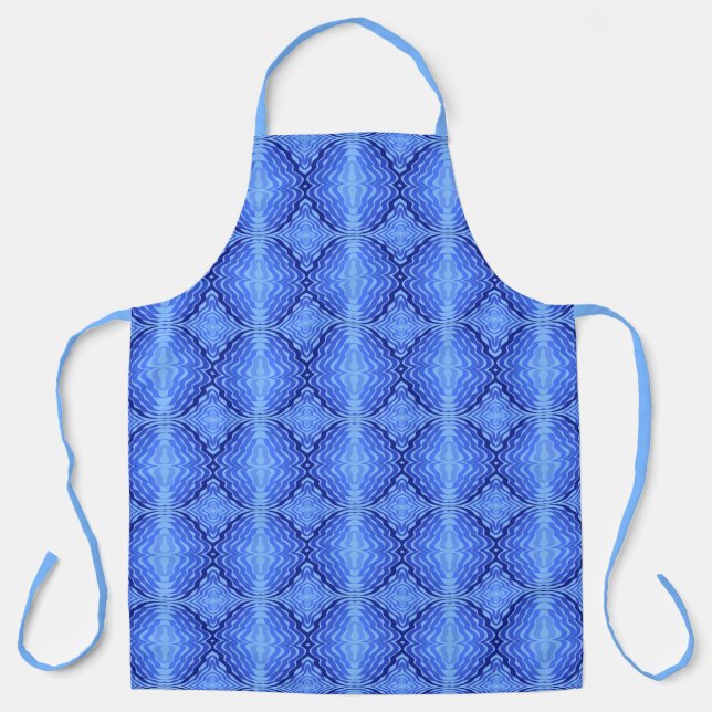 Reflective Blue Waves Modern Abstract Design Art Apron (Front)