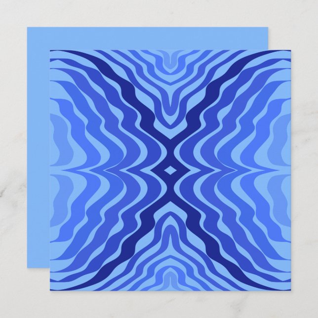 Reflective Blue Waves Modern Abstract Design Art Card (Front/Back)