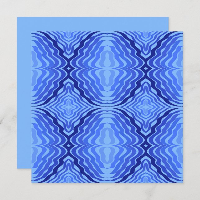 Reflective Blue Waves Modern Abstract Design Art Card (Front/Back)