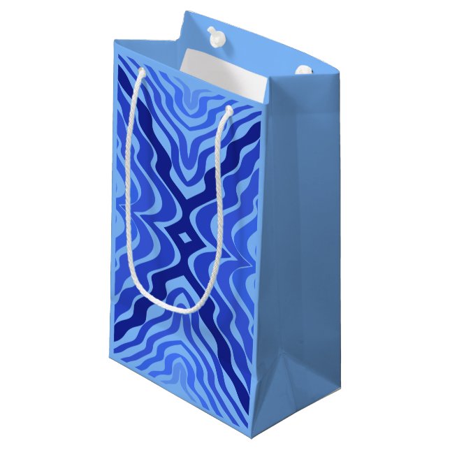 Reflective Blue Waves Modern Abstract Design Art Small Gift Bag (Front Angled)