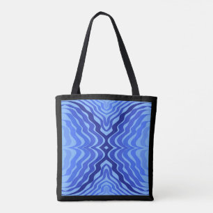 Reflective Blue Waves Modern Abstract Design Art Tote Bag