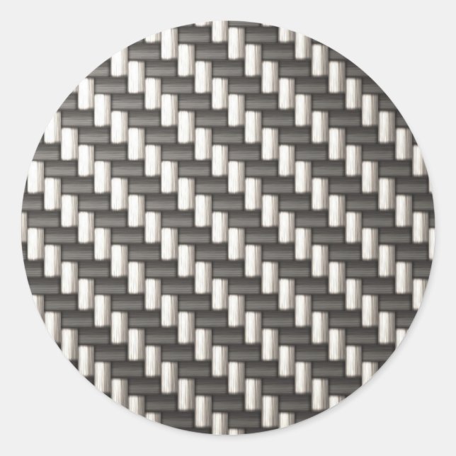 Reflective Carbon Fibre Textured Classic Round Sticker (Front)