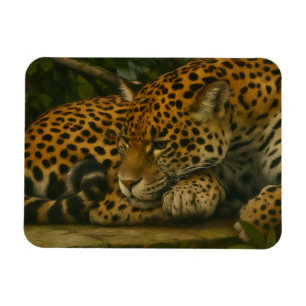 Reflective Jaguar – Serene Wildlife Art Print Magnet