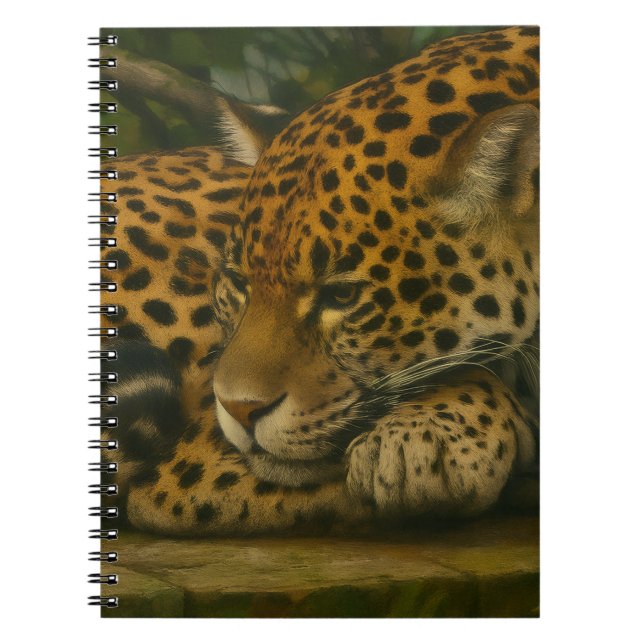 Reflective Jaguar – Serene Wildlife Art Print Notebook (Front)