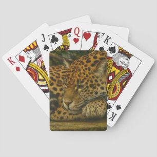 Reflective Jaguar – Serene Wildlife Art Print Playing Cards