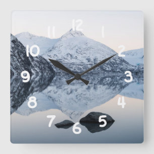 Reflective Portage Lake Square Wall Clock