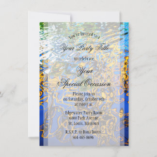 © Reflective Water Ripples Abstract Art Invitation