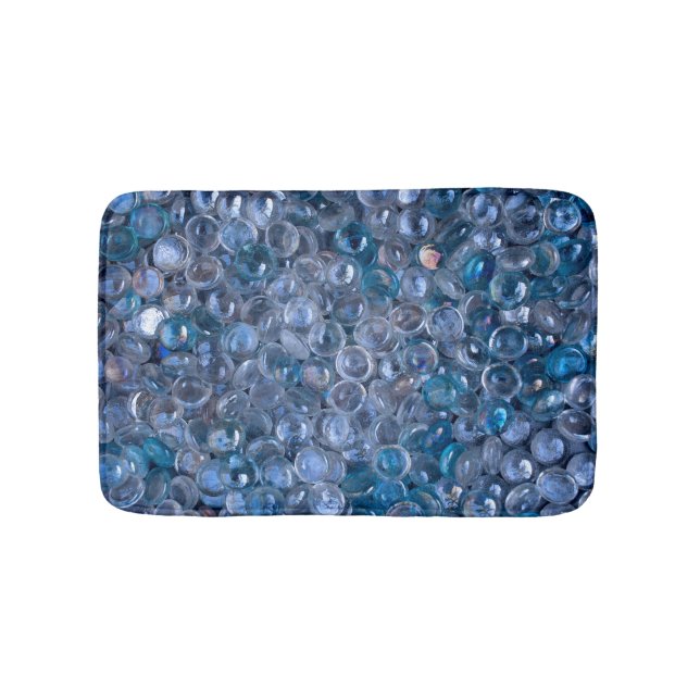 Reflective Watery Blue and Clear Glass Marbles Bath Mat (Front)