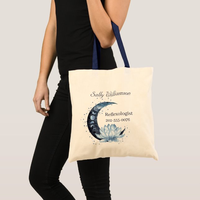 Reflexology Blue Lotus Flower Business Promotional Tote Bag (Front (Product))