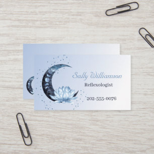 Reflexology Blue Lotus Flower Moon  Business Card