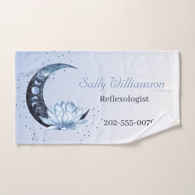 Reflexology Blue Lotus Flower Moon  Hand Towel (Hand Towel)