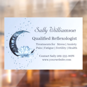 Reflexology Blue Lotus Flower Moon Promotional Window Cling