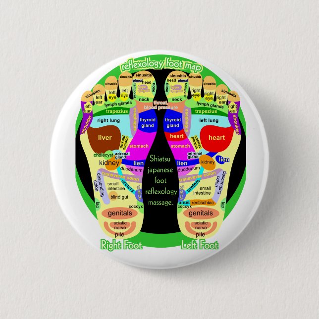reflexology foot map 6 cm round badge (Front)