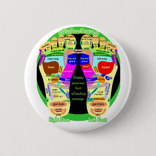 reflexology foot map 6 cm round badge