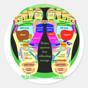 reflexology foot map classic round sticker