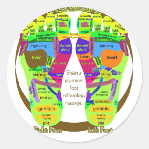 reflexology foot map classic round sticker
