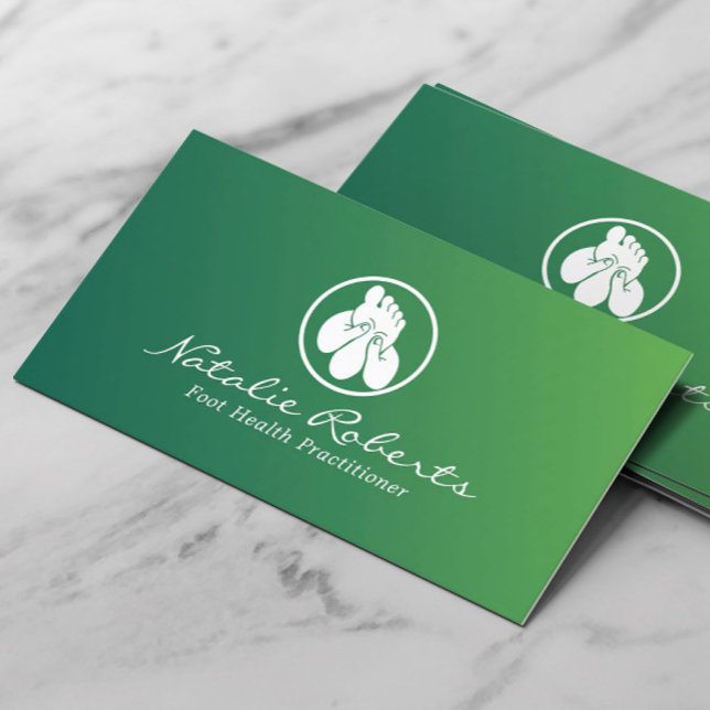 Reflexology Foot Massage Therapy Green Healing Spa Business Card (Creator Uploaded)