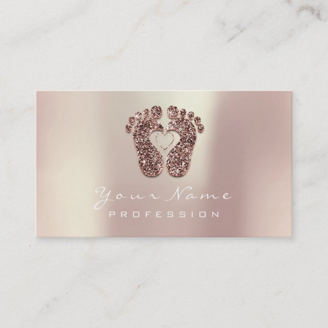 Reflexology Massage Therapist Glitter Rose Copper Business Card (Front)