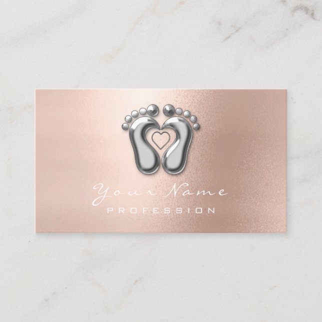 Reflexology Massage Therapist Silver Rose Slonny Business Card (Front)