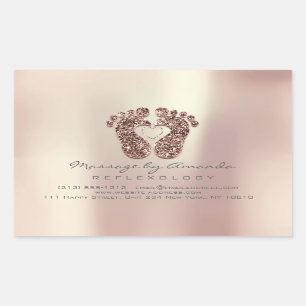 Reflexology Massage Therapy Feet Copper Rose RSVP Rectangular Sticker