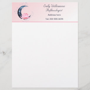 Reflexology Pink Lotus Flower Business  Custom Letterhead