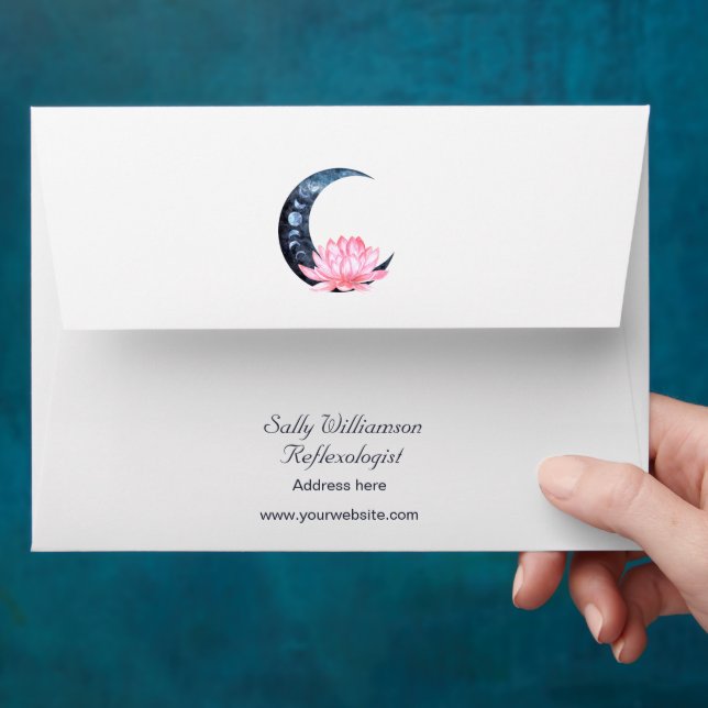 Reflexology Pink Lotus Flower Business  Envelope (Hand)