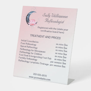 Reflexology Pink Lotus Flower Business Price List Pedestal Sign