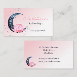 Reflexology Pink Lotus Flower Moon  Business Card