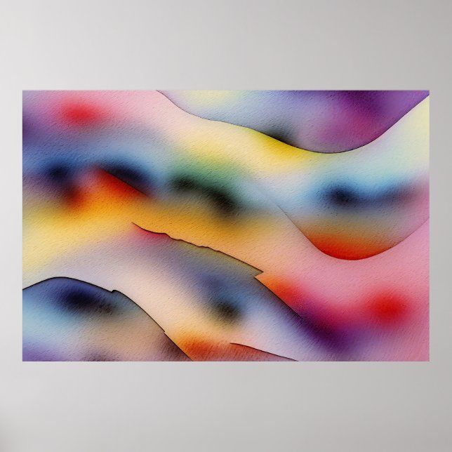 "Refracted Waves" Contemporary Abstract Art Poster (Front)