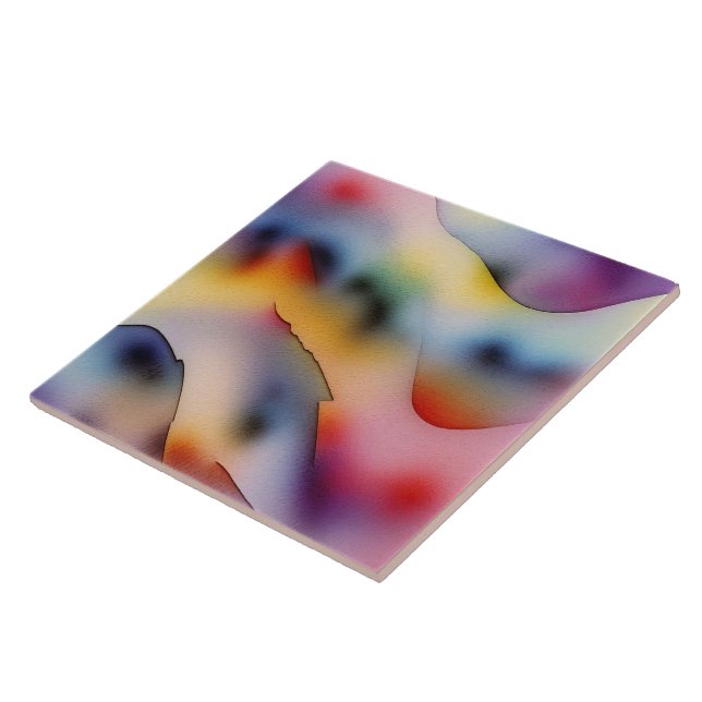 "Refracted Waves" Contemporary Abstract Art Tile (Side)