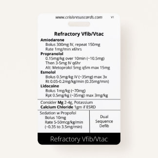 Refractory Vfib/Vtac and Hs&Ts ID Badge