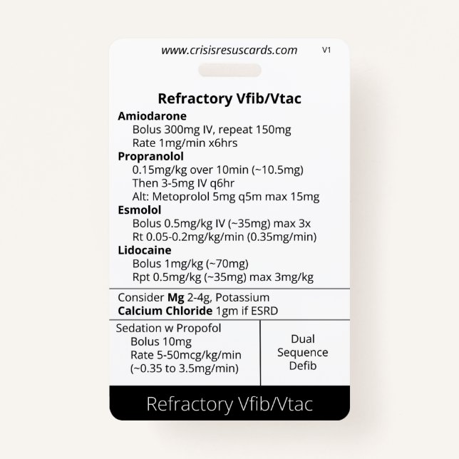 Refractory Vfib/Vtac and Hs&Ts ID Badge (Front)