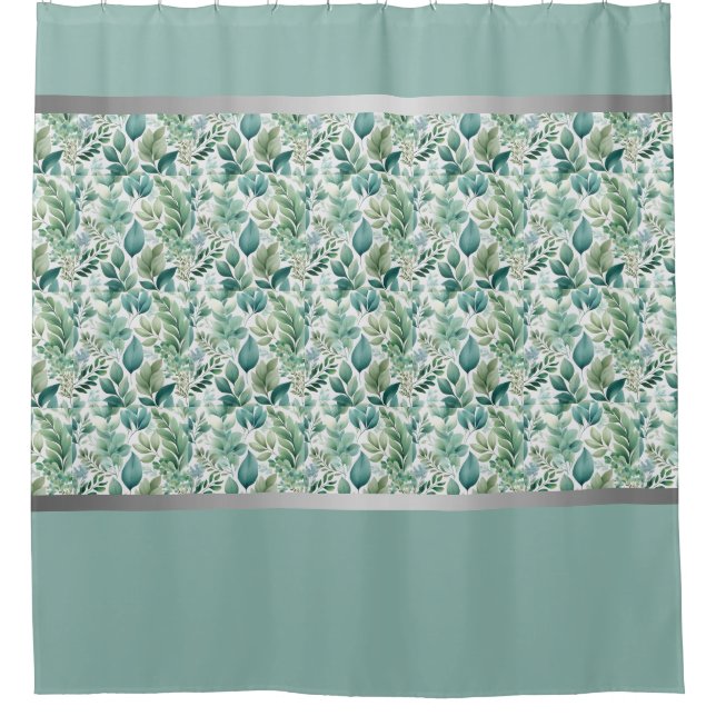 Refresh Your Space Mint Green & Silver  Shower Curtain (Front)
