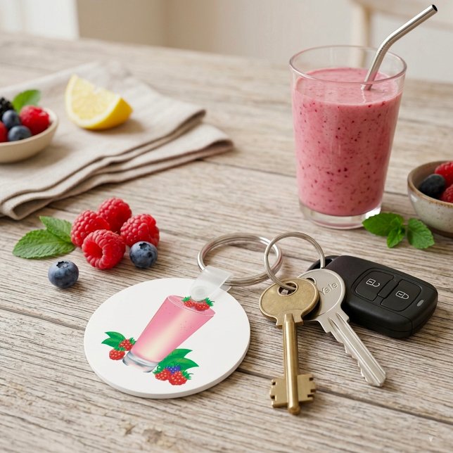 Refreshing Berry Smoothie Pink Drink  Key Ring (Creator Uploaded)