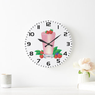 Refreshing Berry Smoothie Pink Drink  Large Clock