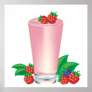 Refreshing Berry Smoothie Pink Drink  Poster