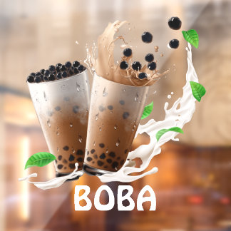 Refreshing Boba Tea Advertisement Front Window Cling