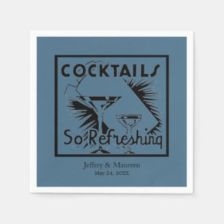 Refreshing Cocktails Teal Blue Party Napkin