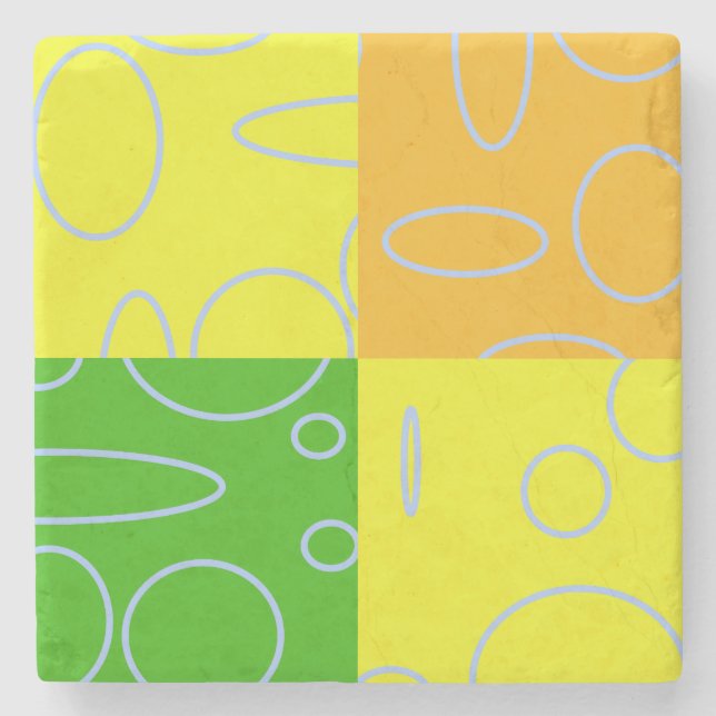 Refreshing Drink Yellow Green Orange Stone Coaster (Front)