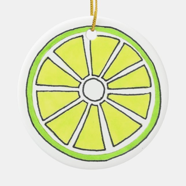 Refreshing Florida Key Lime Citrus Fruit Slice Ceramic Tree Decoration (Front)