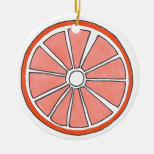 Refreshing Florida Orange Citrus Fruit Slice Ceramic Tree Decoration