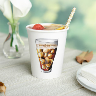 Refreshing Ice-Cold Soda Drink with Bubbles Paper Cups