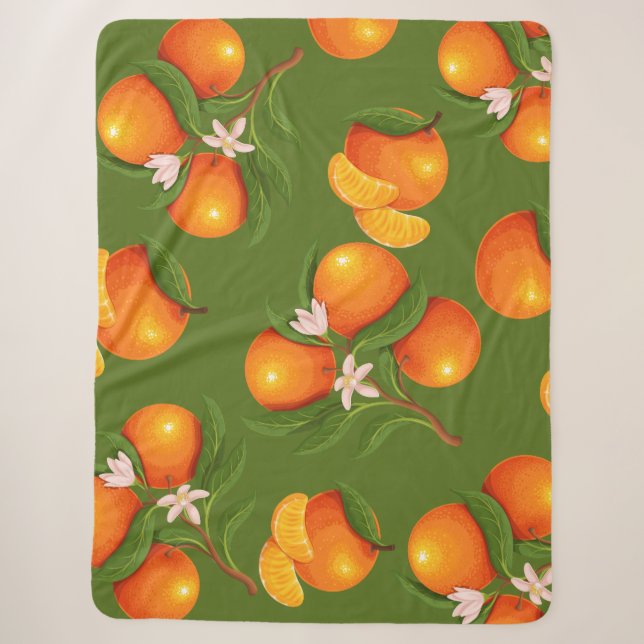 Refreshing Large Oranges Pattern Sherpa Blanket (Front)