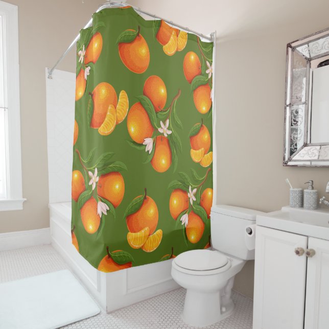 Refreshing Large Oranges Pattern Shower Curtain (In Situ)