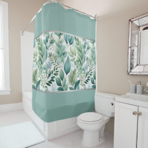 Refreshing Mint Green & Silver Shower Curtain